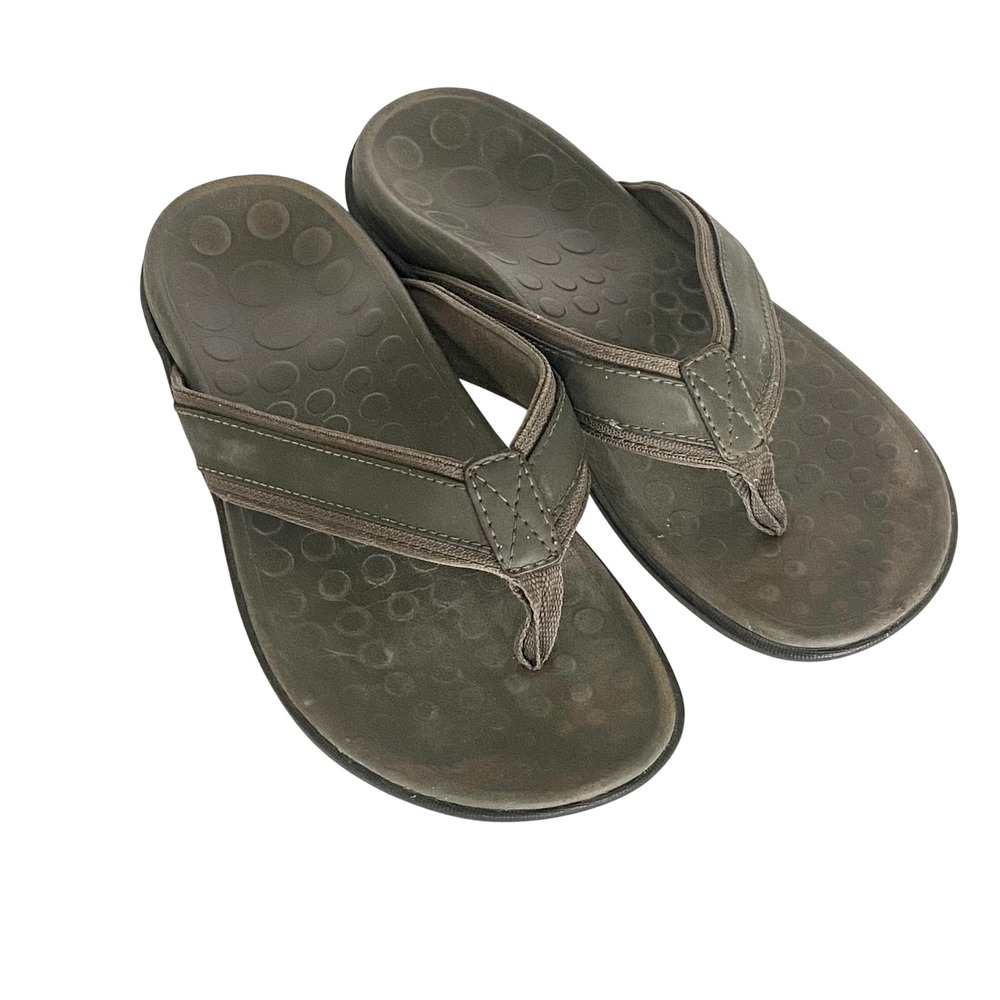 Vionic Tide Mens Orthotic Flip Flops Olive Green Sandals 544MTIDE Size 9